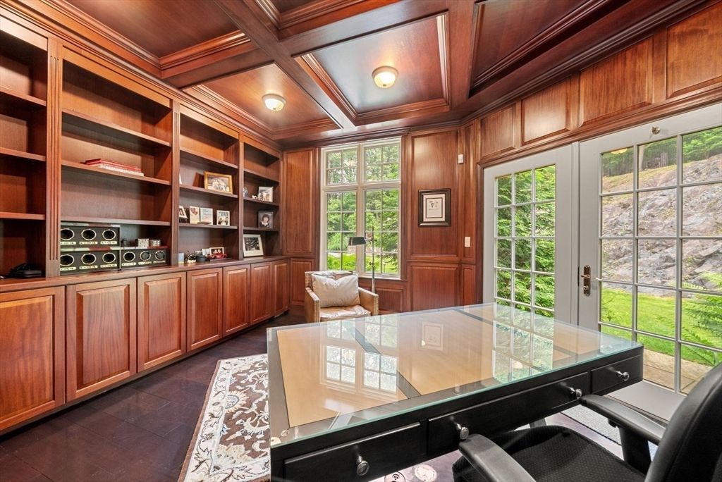 Home Office, Interior, Recessed Lighting, Wooden Beams, Wooden Ceilings, Wooden Walls