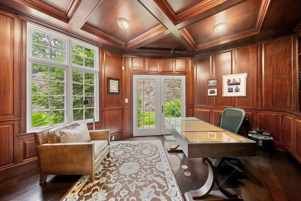 Home Office, Interior, Recessed Lighting, Wooden Beams, Wooden Ceilings, Wood Texture Flooring, Wooden Walls