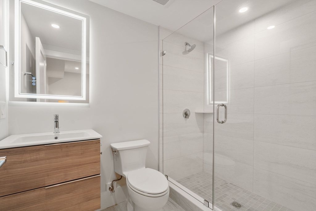 Bathroom, Glass Shower, Interior, Recessed Lighting