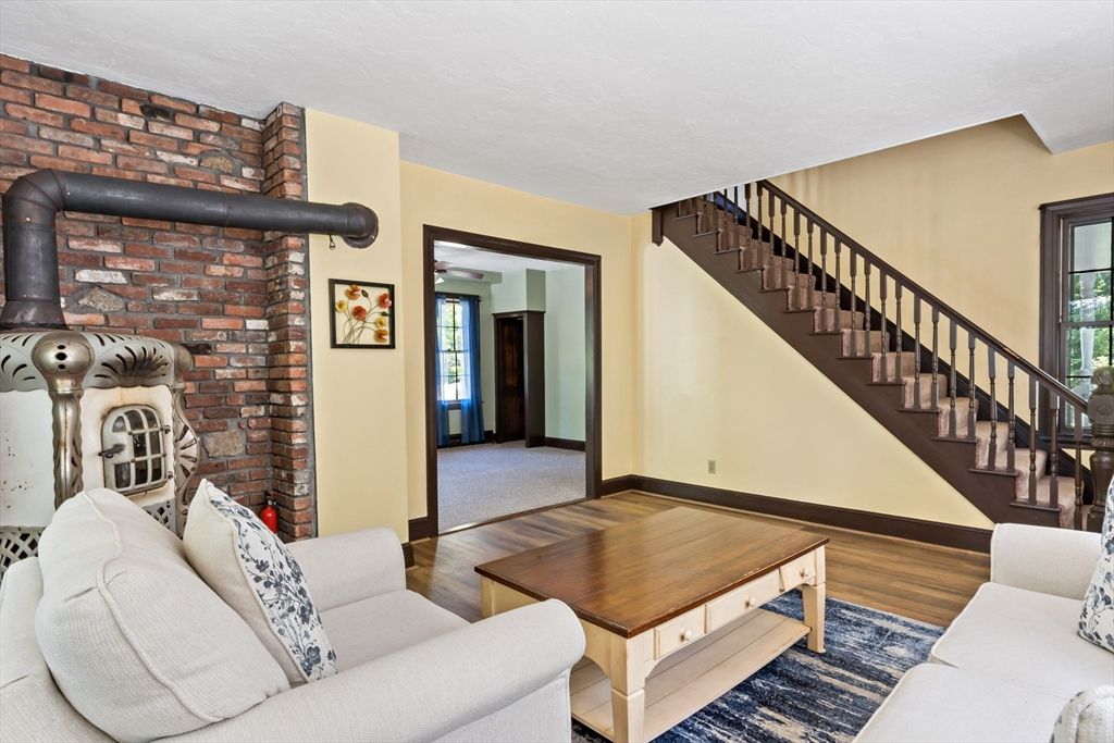 Interior, Living room, Stone Walls, Wood Texture Flooring