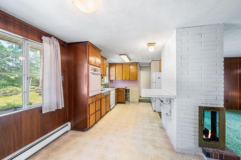 Fireplace, Interior, Kitchen, Stone Walls