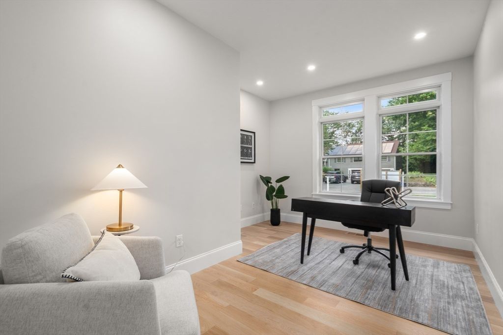 Home Office, Interior, Recessed Lighting, Wood Texture Flooring