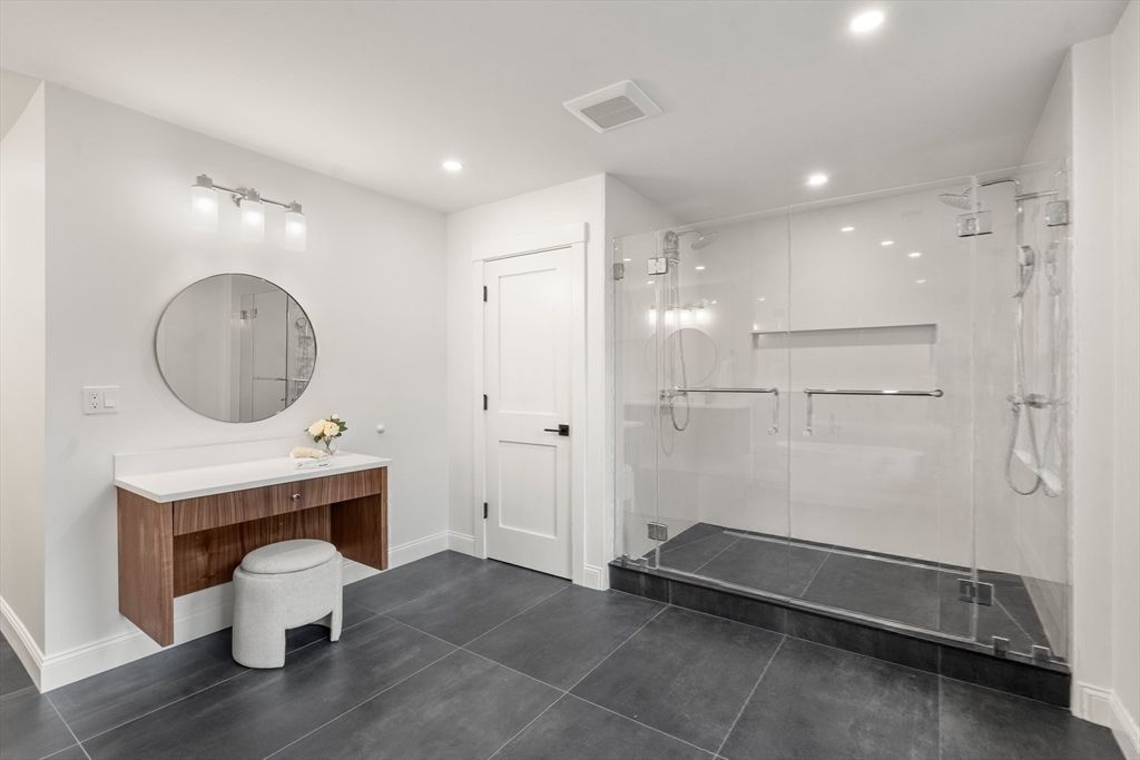 Bathroom, Glass Shower, Interior, Recessed Lighting