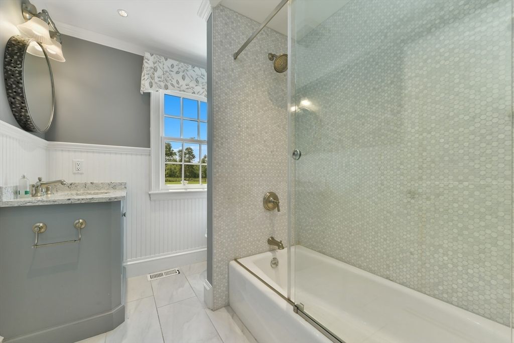 Bathroom, Glass Shower, Interior, Recessed Lighting