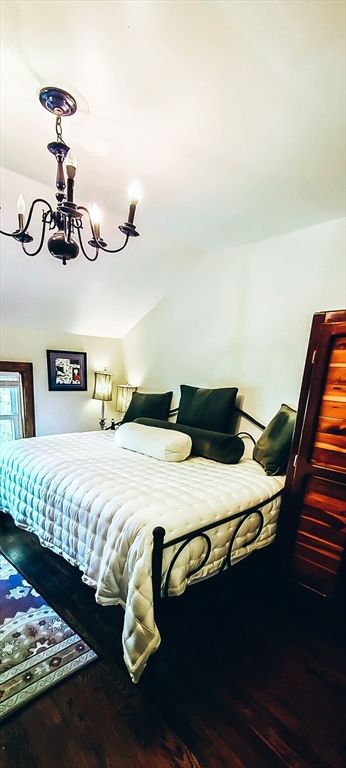 Bedroom, Chandelier, Interior, Wood Texture Flooring