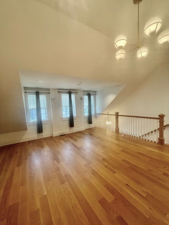 Empty room, Interior, Pendant Lights, Wood Texture Flooring