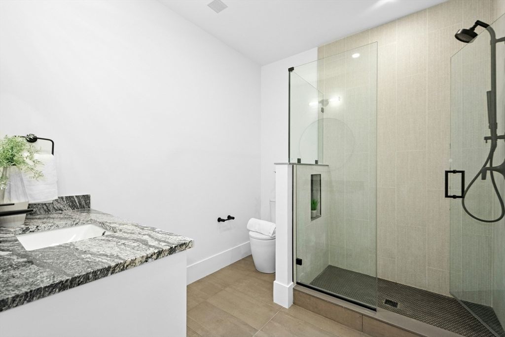 Bathroom, Glass Shower, Interior, Recessed Lighting