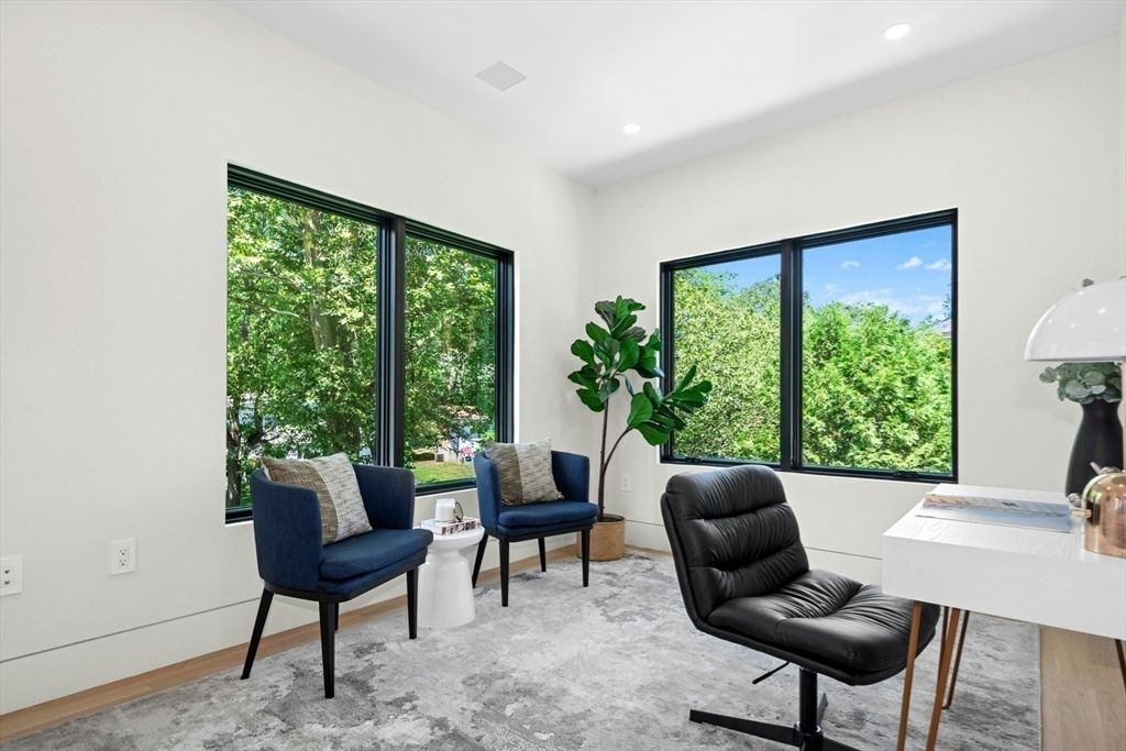 Home Office, Interior, Recessed Lighting, Wood Texture Flooring