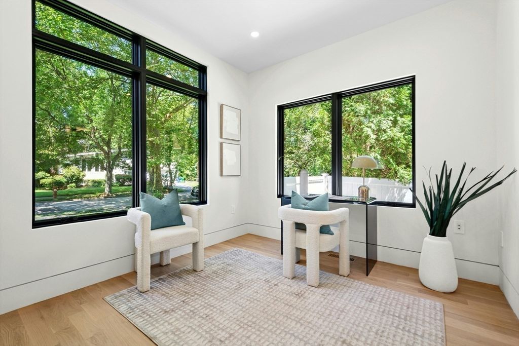 Home Office, Interior, Recessed Lighting, Wood Texture Flooring