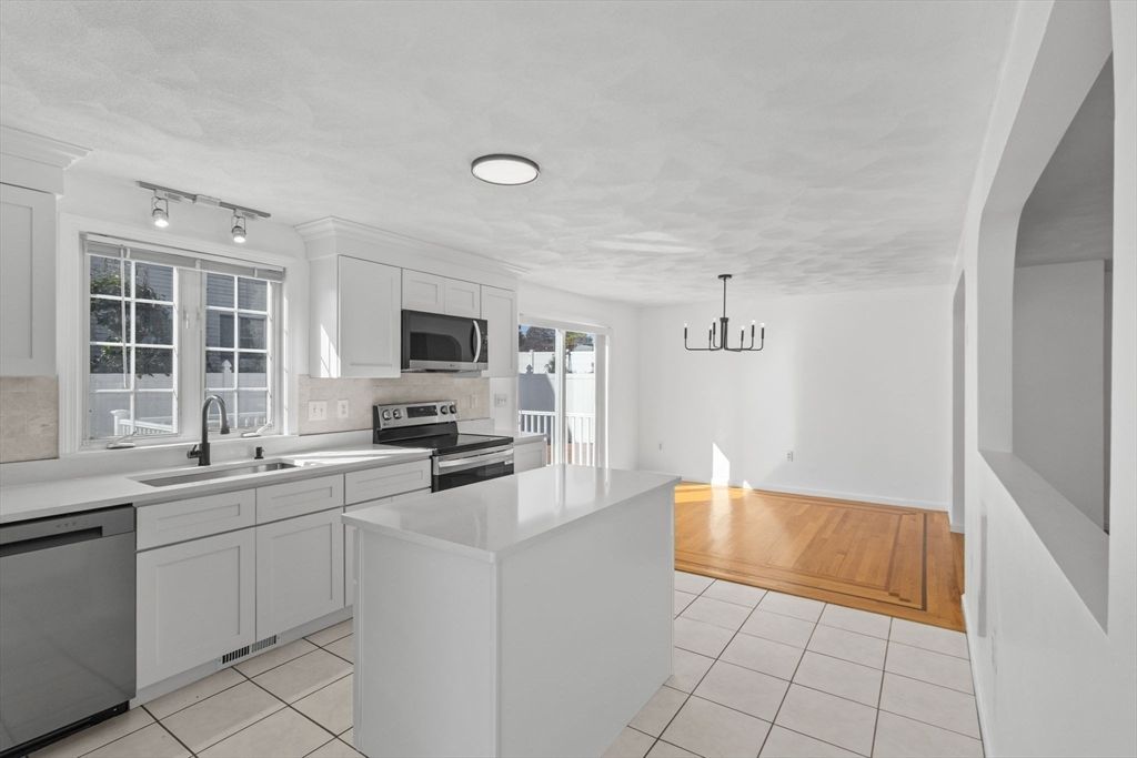 Interior, Kitchen, Pendant Lights, Stainless Steel Appliances, Wood Texture Flooring