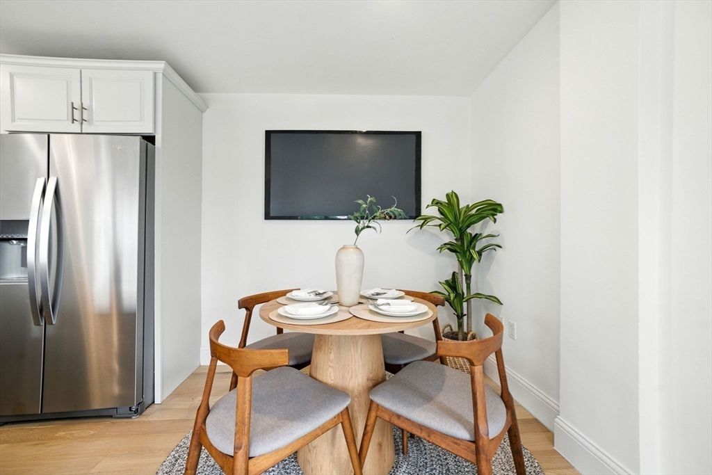 Dining room, Interior, Stainless Steel Appliances, Wood Texture Flooring