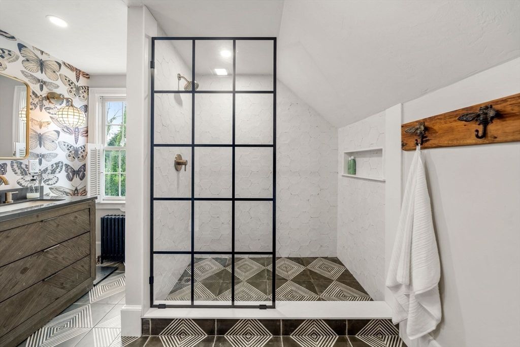 Bathroom, Glass Shower, Interior, Recessed Lighting