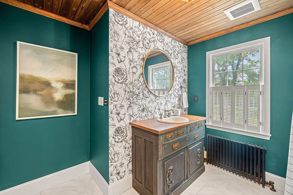 Bathroom, Interior, Marble, Wooden Ceilings