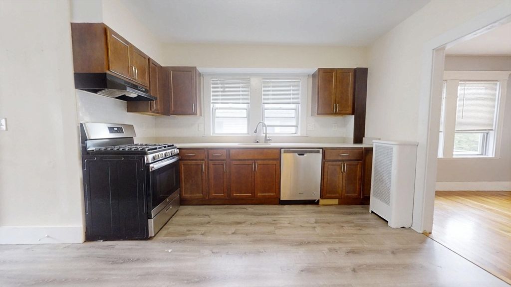Interior, Kitchen, Stainless Steel Appliances, Wood Texture Flooring