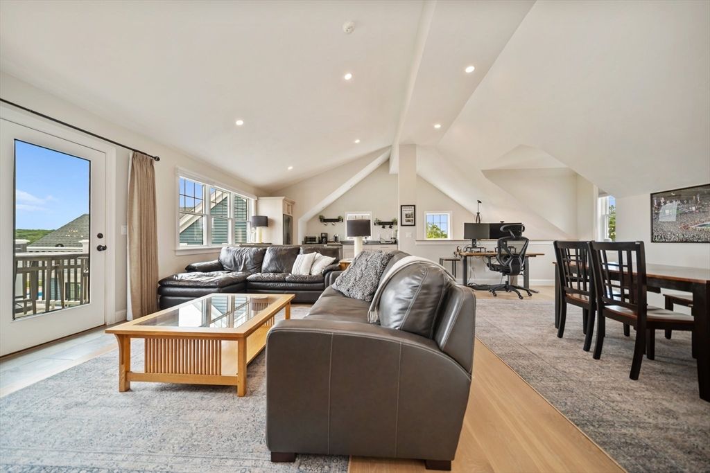 Home Office, Interior, Living room, Recessed Lighting, Wood Texture Flooring