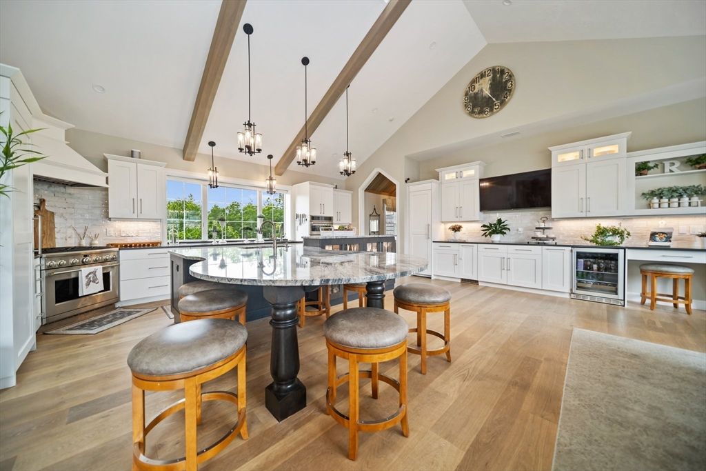 Interior, Kitchen, Pendant Lights, Stainless Steel Appliances, Wood Texture Flooring