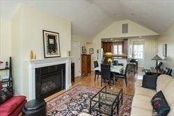 Dining room, Fireplace, Interior, Living room, Recessed Lighting, Wood Texture Flooring