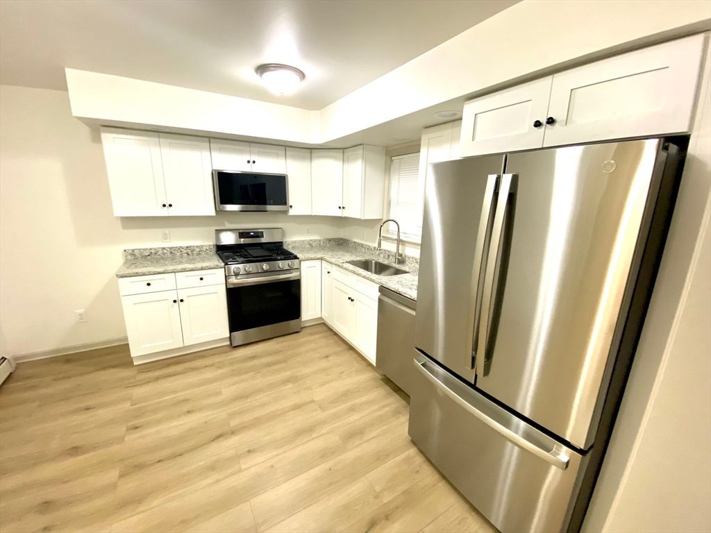 Interior, Kitchen, Stainless Steel Appliances, Wood Texture Flooring
