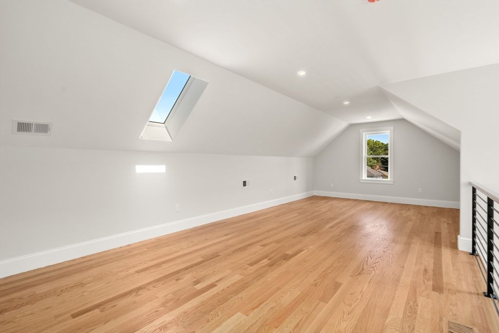 Empty room, Fireplace, Interior, Recessed Lighting, Wood Texture Flooring