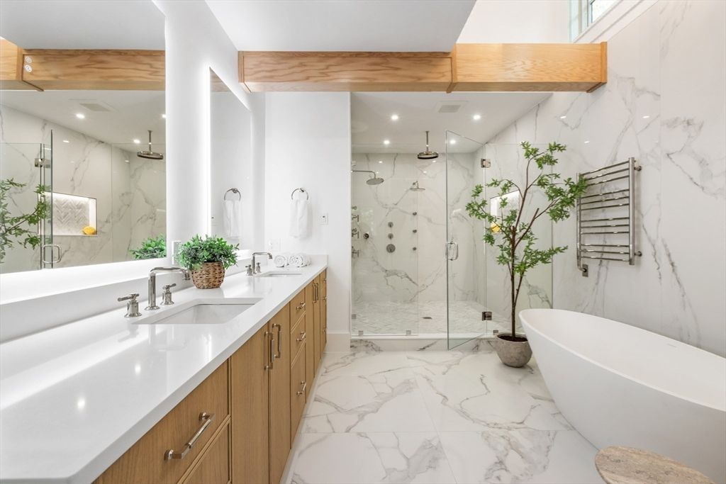 Bathroom, Dual Sink Vanities, Interior, Marble Walls