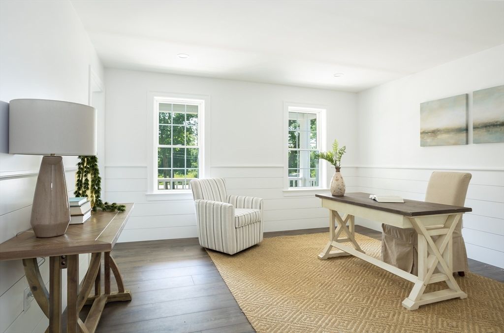 Home Office, Interior, Recessed Lighting, Wood Texture Flooring