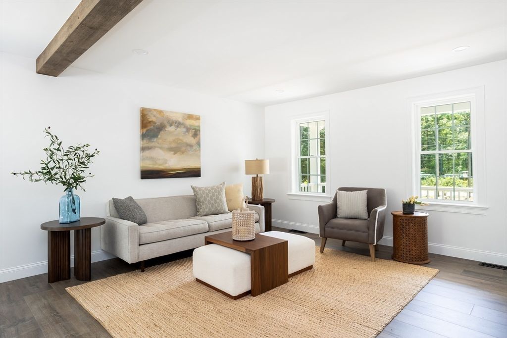 Interior, Living room, Recessed Lighting, Wooden Beams, Wood Texture Flooring