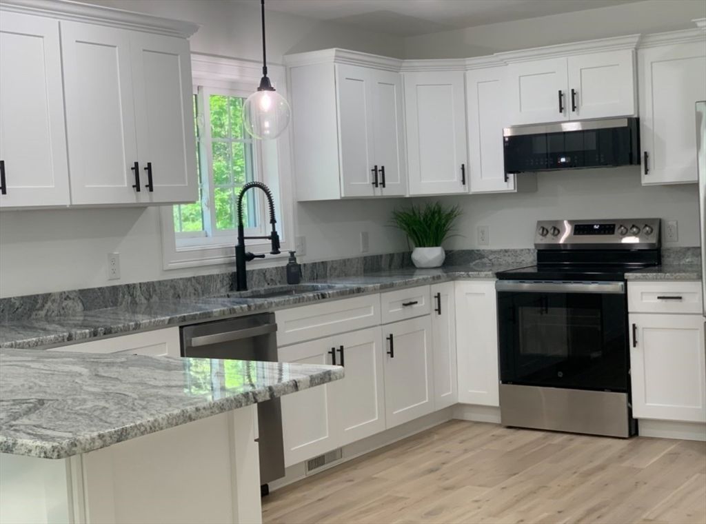 Interior, Kitchen, Pendant Lights, Stainless Steel Appliances, Wood Texture Flooring