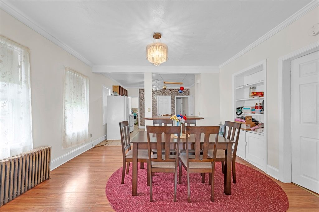 Chandelier, Dining room, Interior, Wood Texture Flooring