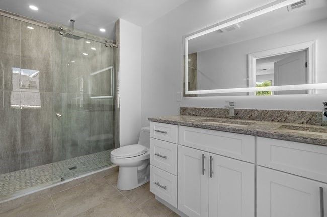 Bathroom, Glass Shower, Interior, Recessed Lighting