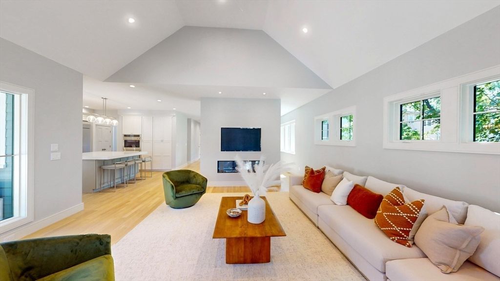 Interior, Kitchen, Living room, Pendant Lights, Recessed Lighting, Wood Texture Flooring