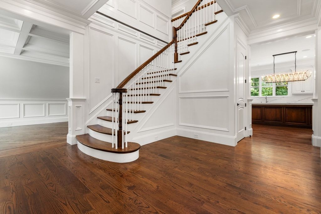Chandelier, Interior, Recessed Lighting, Wood Texture Flooring