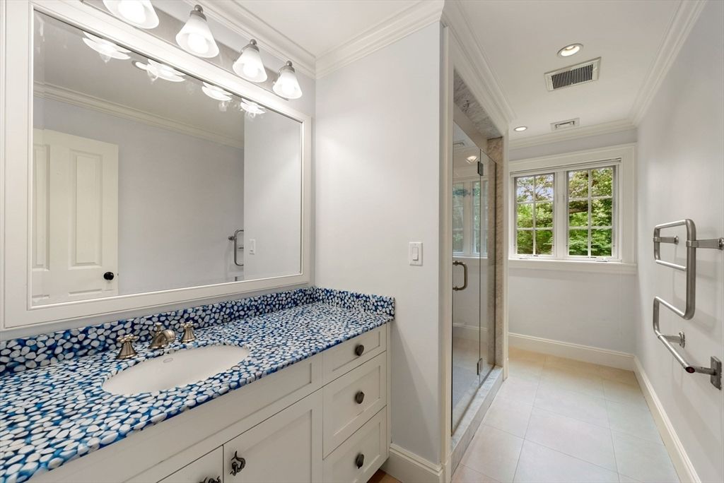 Bathroom, Glass Shower, Interior, Recessed Lighting