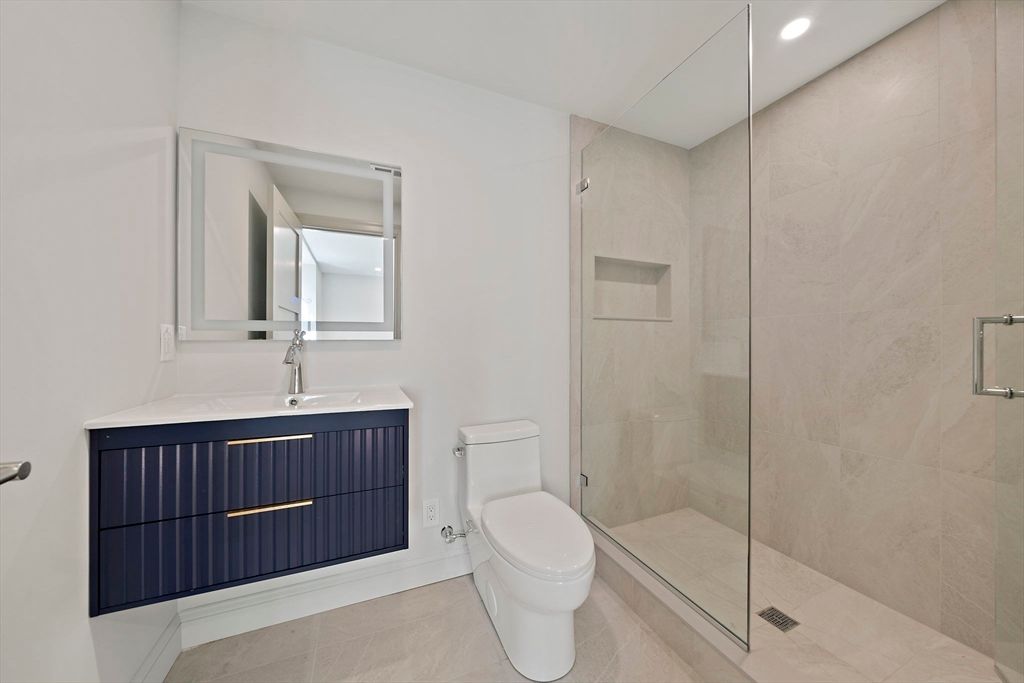 Bathroom, Glass Shower, Interior, Recessed Lighting