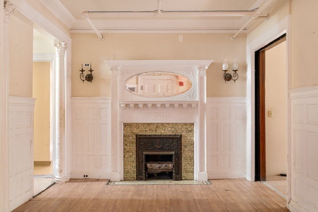 Fireplace, Interior, Wood Texture Flooring