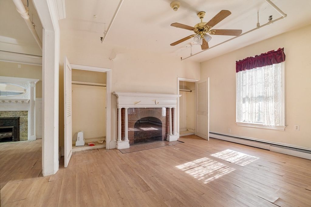 Empty room, Fireplace, Interior, Wood Texture Flooring