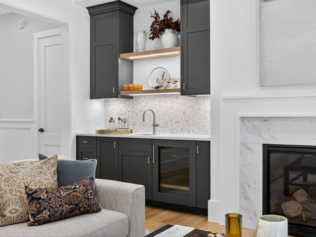 Fireplace, Interior, Kitchen, Wood Texture Flooring