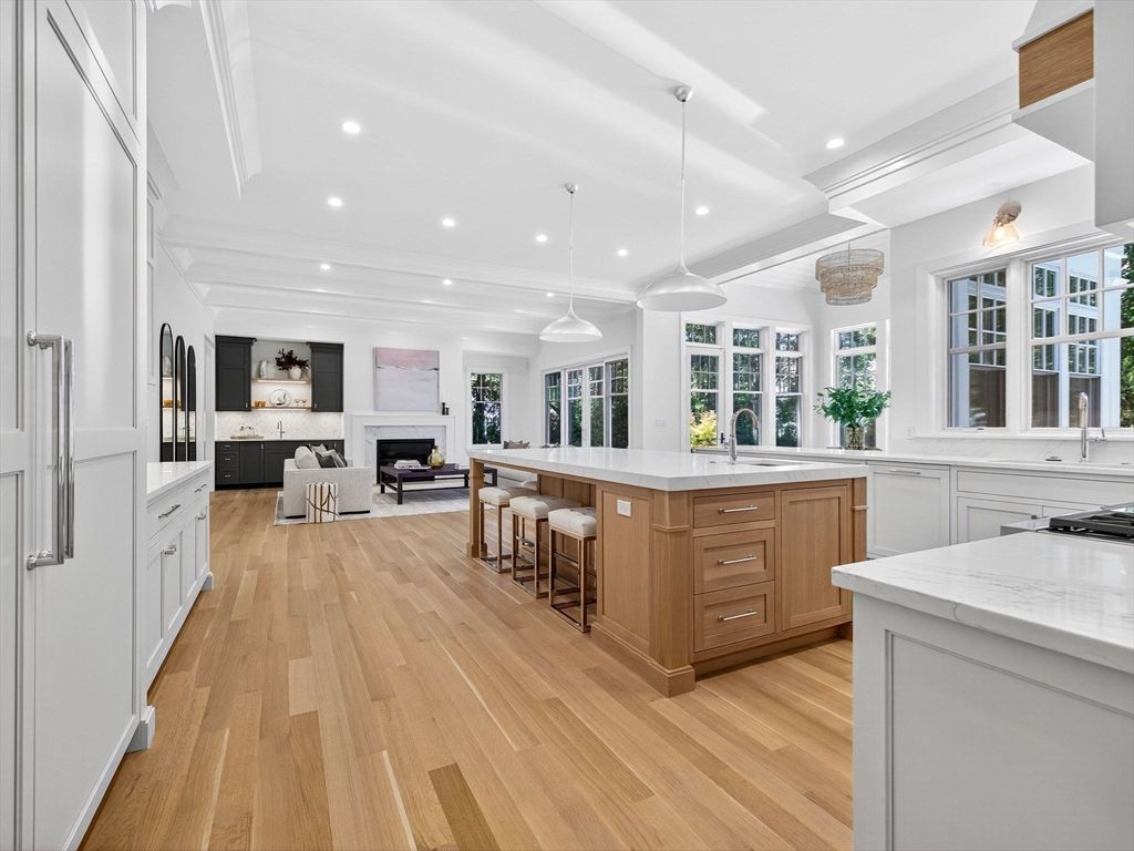 Interior, Kitchen, Pendant Lights, Recessed Lighting, Wood Texture Flooring