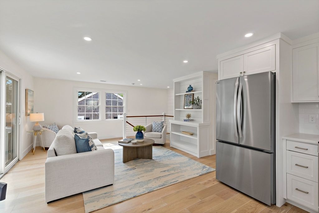 Interior, Kitchen, Living room, Recessed Lighting, Stainless Steel Appliances, Wood Texture Flooring