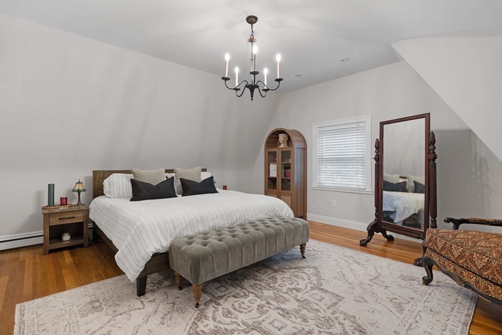 Bedroom, Chandelier, Interior, Wood Texture Flooring