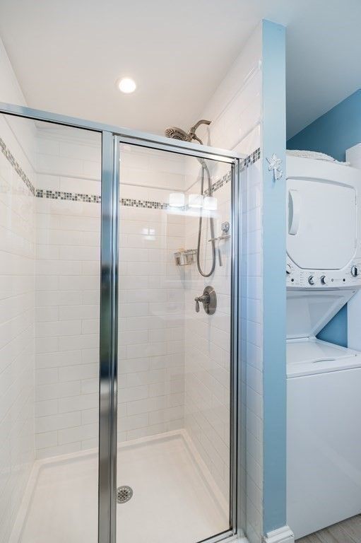 Bathroom, Glass Shower, Interior, Recessed Lighting, Utility Closets, Washer