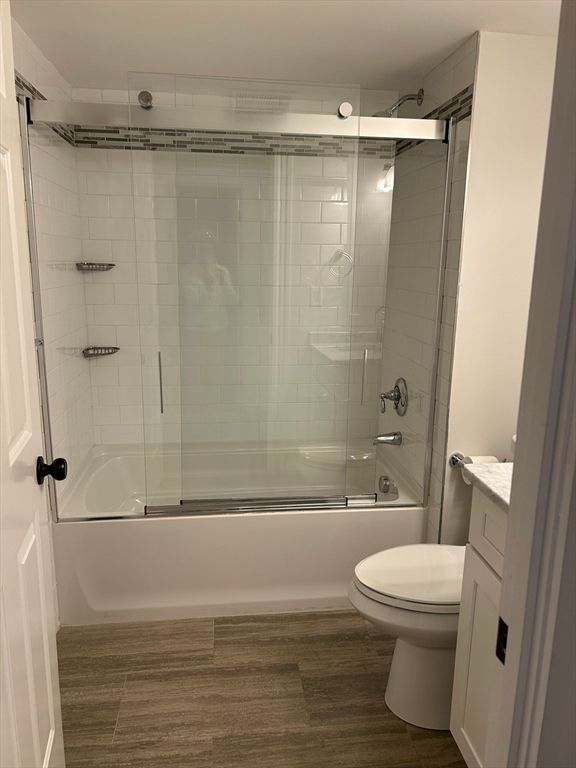 Bathroom, Glass Shower, Interior, Wood Texture Flooring