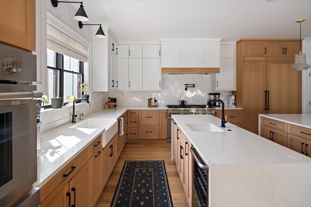 Interior, Kitchen, Pendant Lights, Stainless Steel Appliances, Wood Texture Flooring