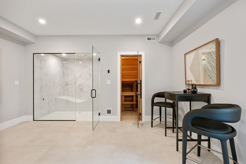 Bathroom, Glass Shower, Interior, Recessed Lighting, Sauna Room