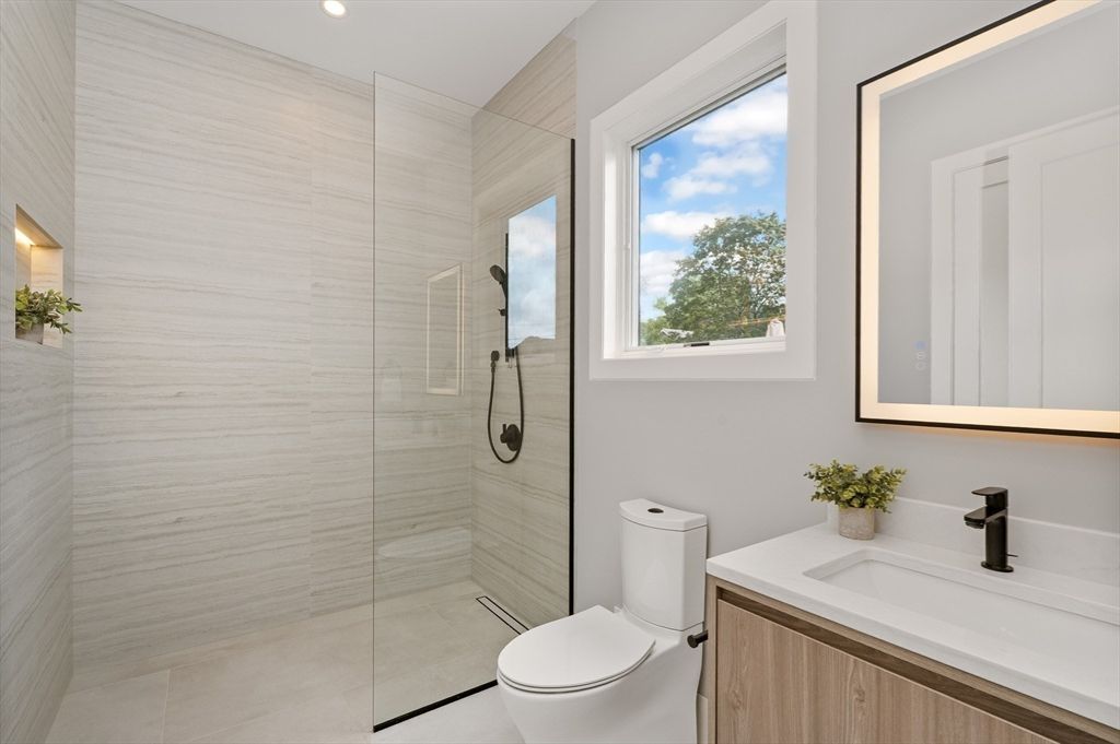 Bathroom, Glass Shower, Interior, Recessed Lighting