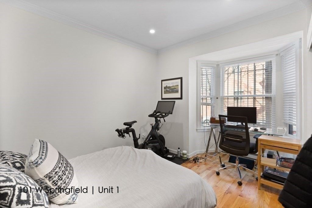 Bedroom, Fitness Equipment, Home Office, Interior, Recessed Lighting, Wood Texture Flooring