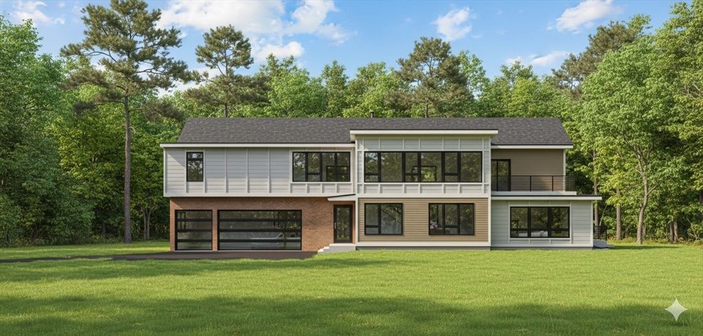 Attached, Backyard, Exterior, Facade, Brick Facade, Modern