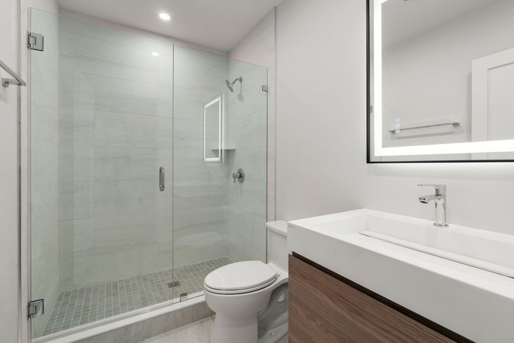 Bathroom, Glass Shower, Interior, Recessed Lighting