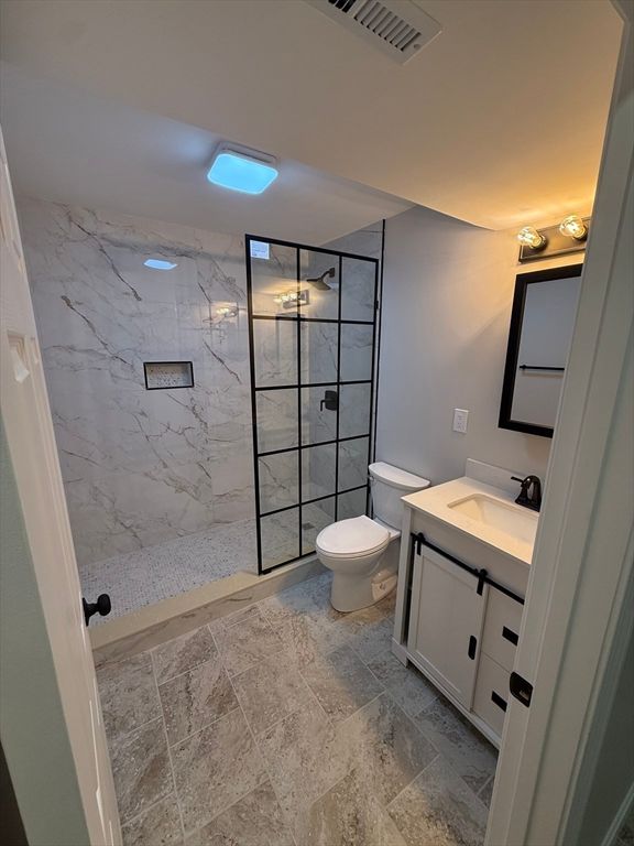 Bathroom, Glass Shower, Interior, Marble Walls