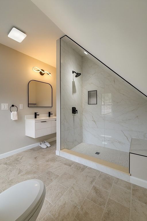 Bathroom, Glass Shower, Interior, Marble Walls