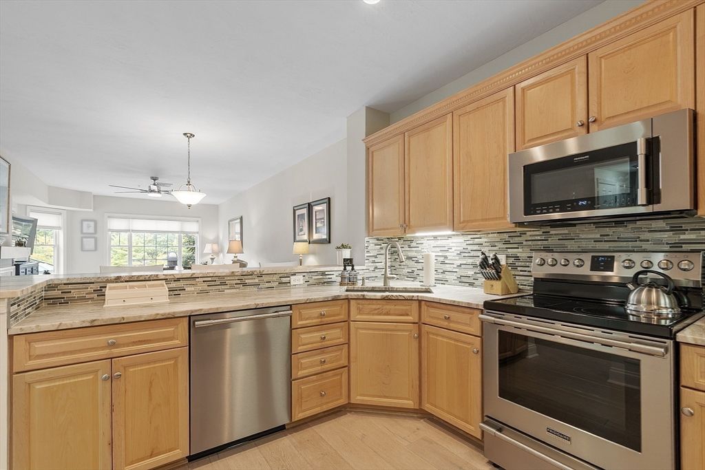 Interior, Kitchen, Pendant Lights, Stainless Steel Appliances, Wood Texture Flooring